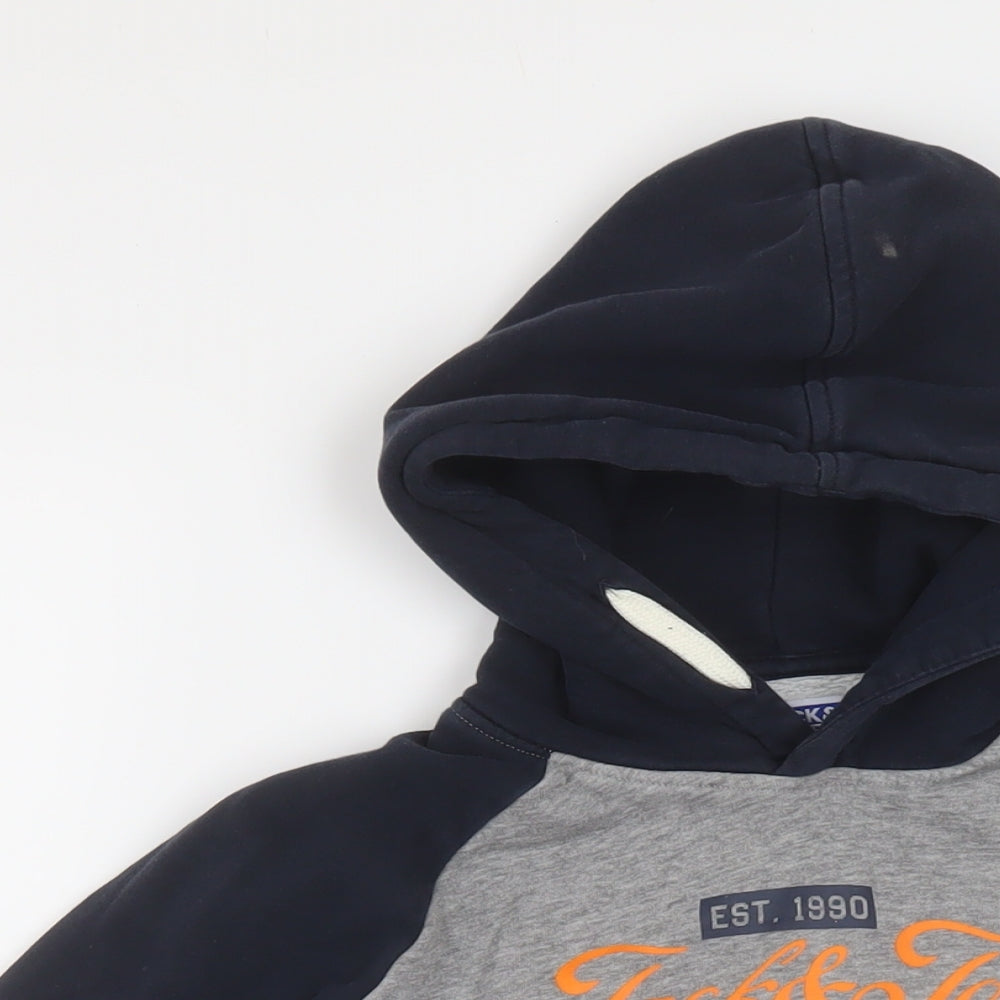 JACK & JONES Boys Grey Cotton Pullover Hoodie Size 12 Years Pullover