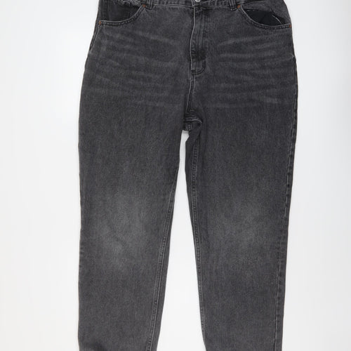Monki Womens Grey Cotton Mom Jeans Size 36 in L27 in Regular Button
