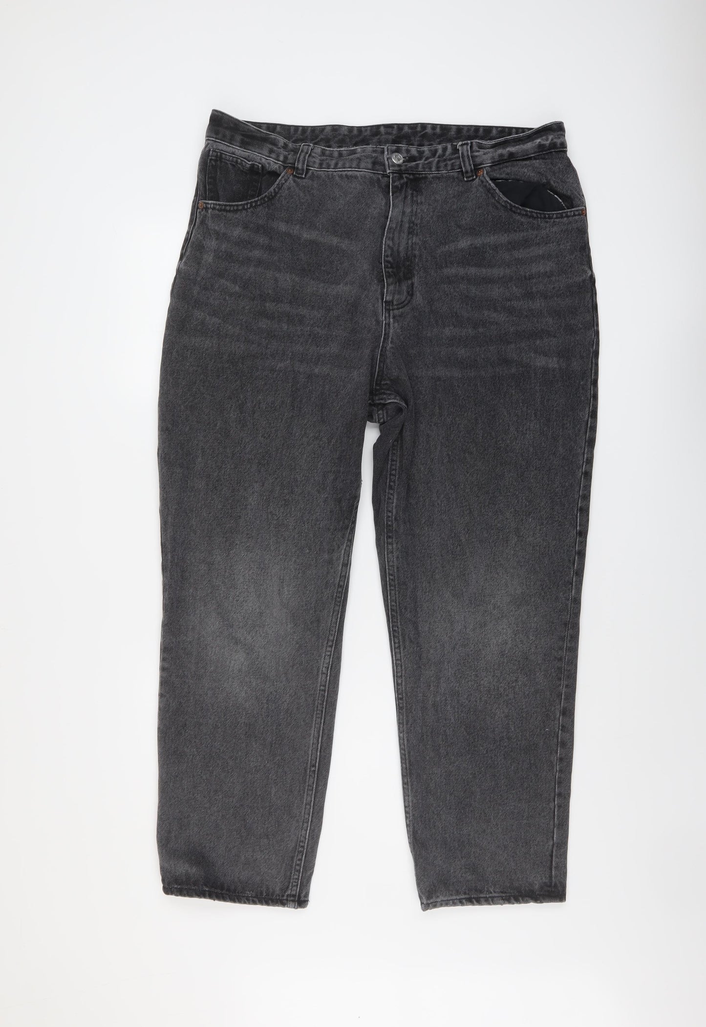 Monki Womens Grey Cotton Mom Jeans Size 36 in L27 in Regular Button