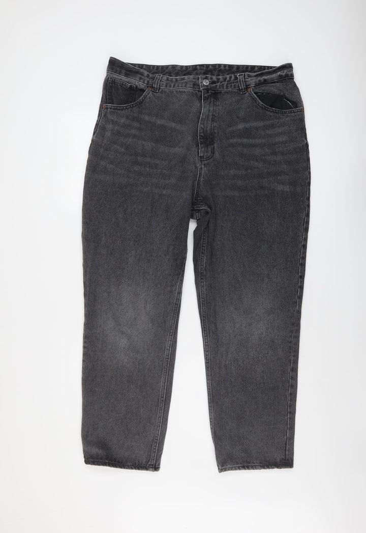 Monki Womens Grey Cotton Mom Jeans Size 36 in L27 in Regular Button