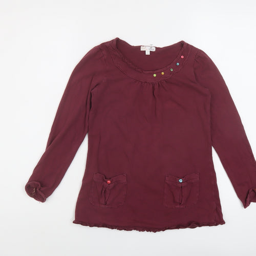 Marks and Spencer Girls Purple Cotton Basic T-Shirt Size 11 Years Round Neck Pullover