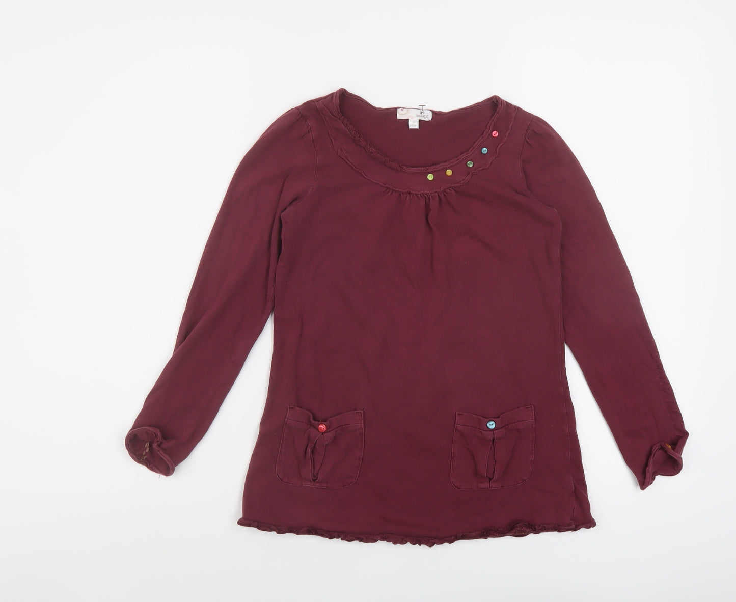 Marks and Spencer Girls Purple Cotton Basic T-Shirt Size 11 Years Round Neck Pullover