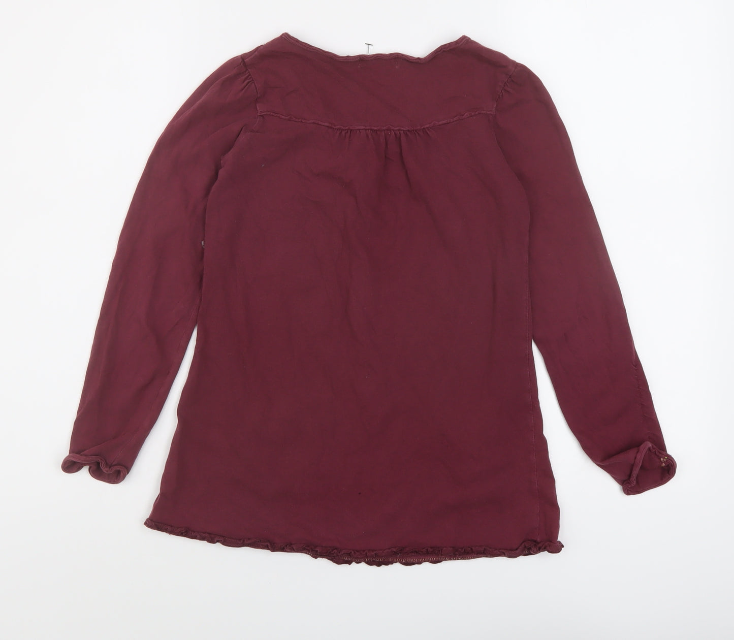 Marks and Spencer Girls Purple Cotton Basic T-Shirt Size 11 Years Round Neck Pullover