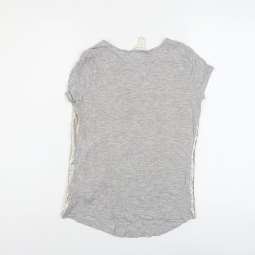 Monsoon Girls Grey Polyester Basic T-Shirt Size 12-13 Years Round Neck Pullover