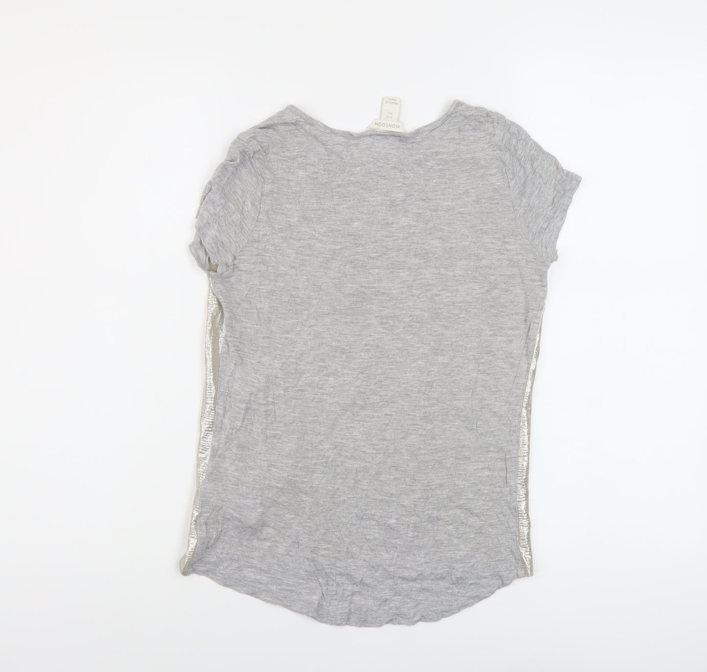 Monsoon Girls Grey Polyester Basic T-Shirt Size 12-13 Years Round Neck Pullover