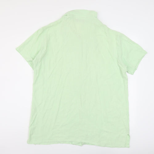 Boohoo Mens Green Viscose Button-Up Size XL Collared Button