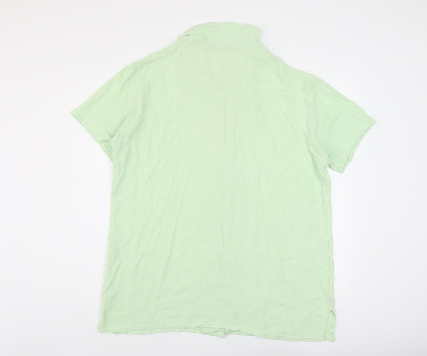 Boohoo Mens Green Viscose Button-Up Size XL Collared Button