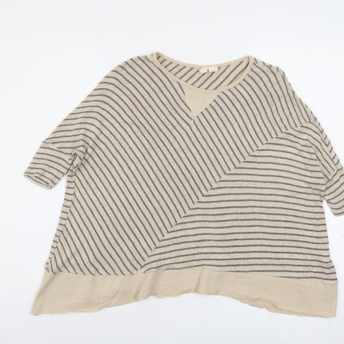 MOTH Womens Beige Round Neck Striped Viscose Pullover Jumper Size XS