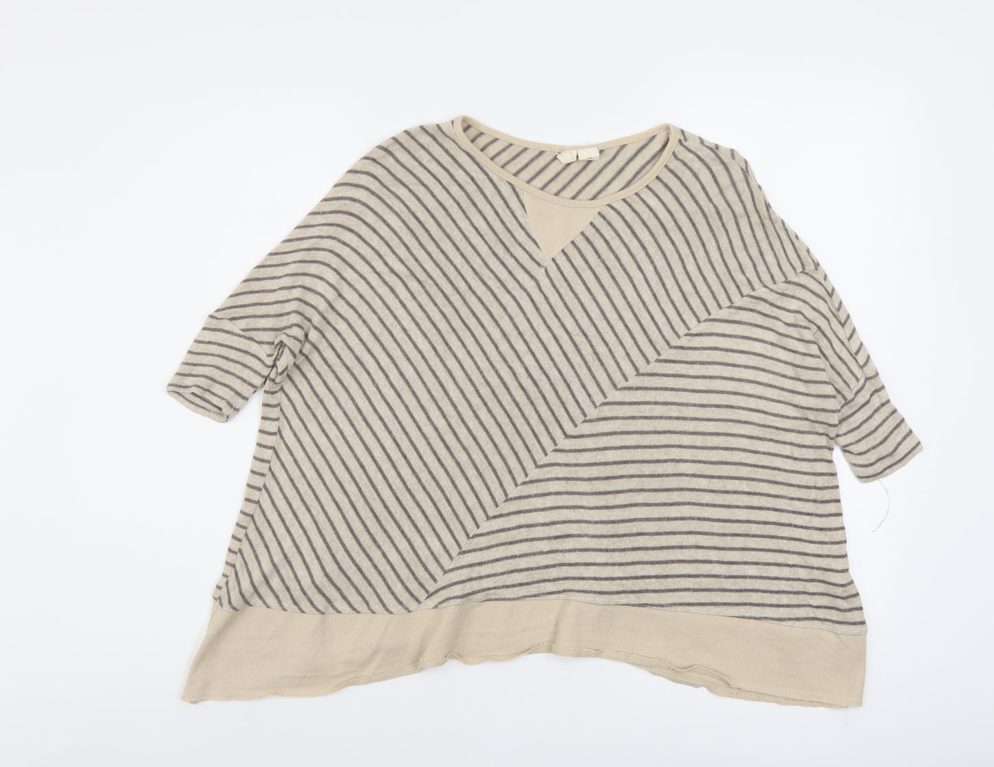 MOTH Womens Beige Round Neck Striped Viscose Pullover Jumper Size XS