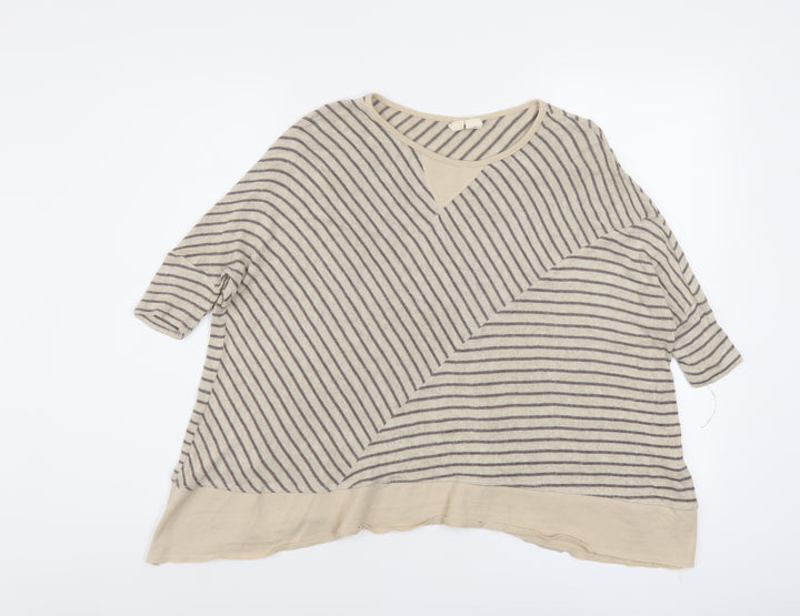 MOTH Womens Beige Round Neck Striped Viscose Pullover Jumper Size XS