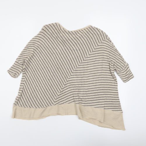 MOTH Womens Beige Round Neck Striped Viscose Pullover Jumper Size XS