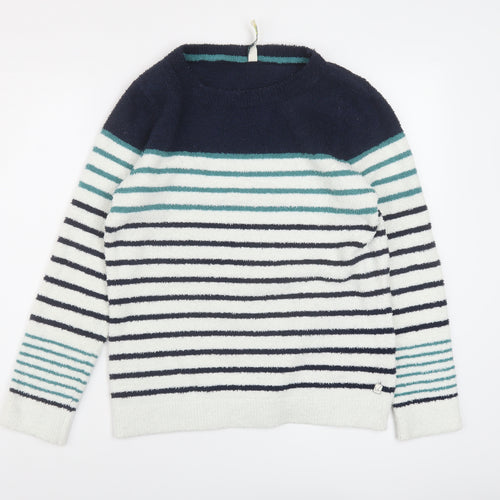 Weird Fish Womens Blue Striped Polyester Pullover Sweatshirt Size 12 Pullover