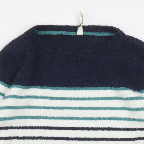 Weird Fish Womens Blue Striped Polyester Pullover Sweatshirt Size 12 Pullover