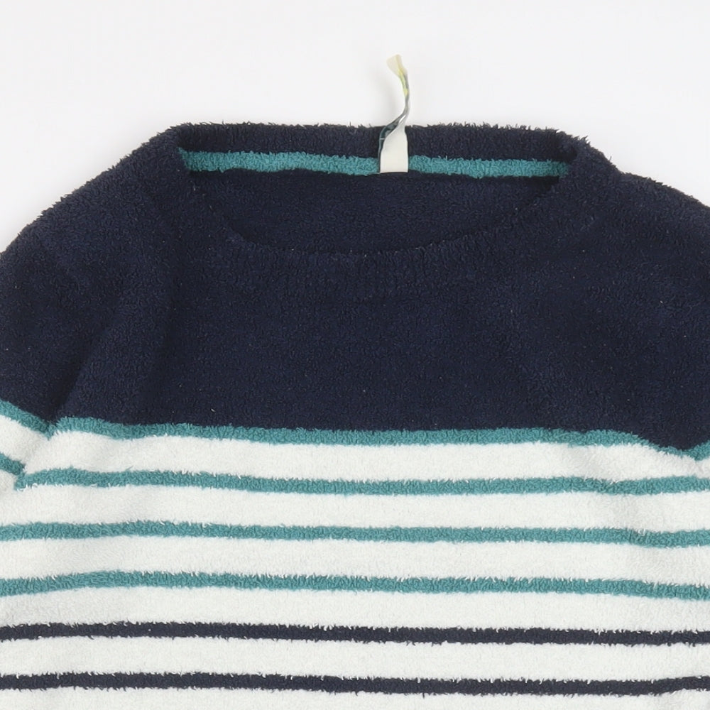Weird Fish Womens Blue Striped Polyester Pullover Sweatshirt Size 12 Pullover