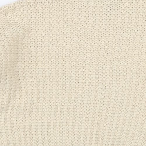 New Look Womens Beige Mock Neck Acrylic Pullover Jumper Size S