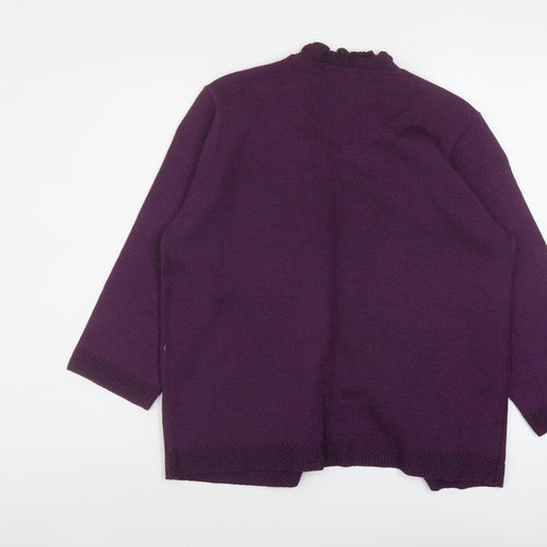 BASSINI Womens Purple Round Neck Striped Acrylic Pullover Jumper Size L
