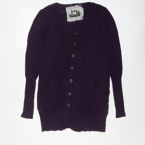River Island Womens Purple Scoop Neck Cotton Cardigan Jumper Size 8