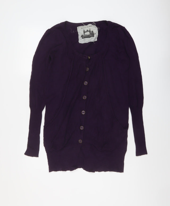 River Island Womens Purple Scoop Neck Cotton Cardigan Jumper Size 8