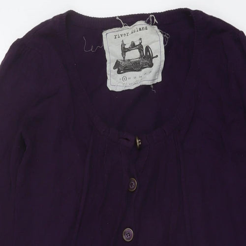 River Island Womens Purple Scoop Neck Cotton Cardigan Jumper Size 8