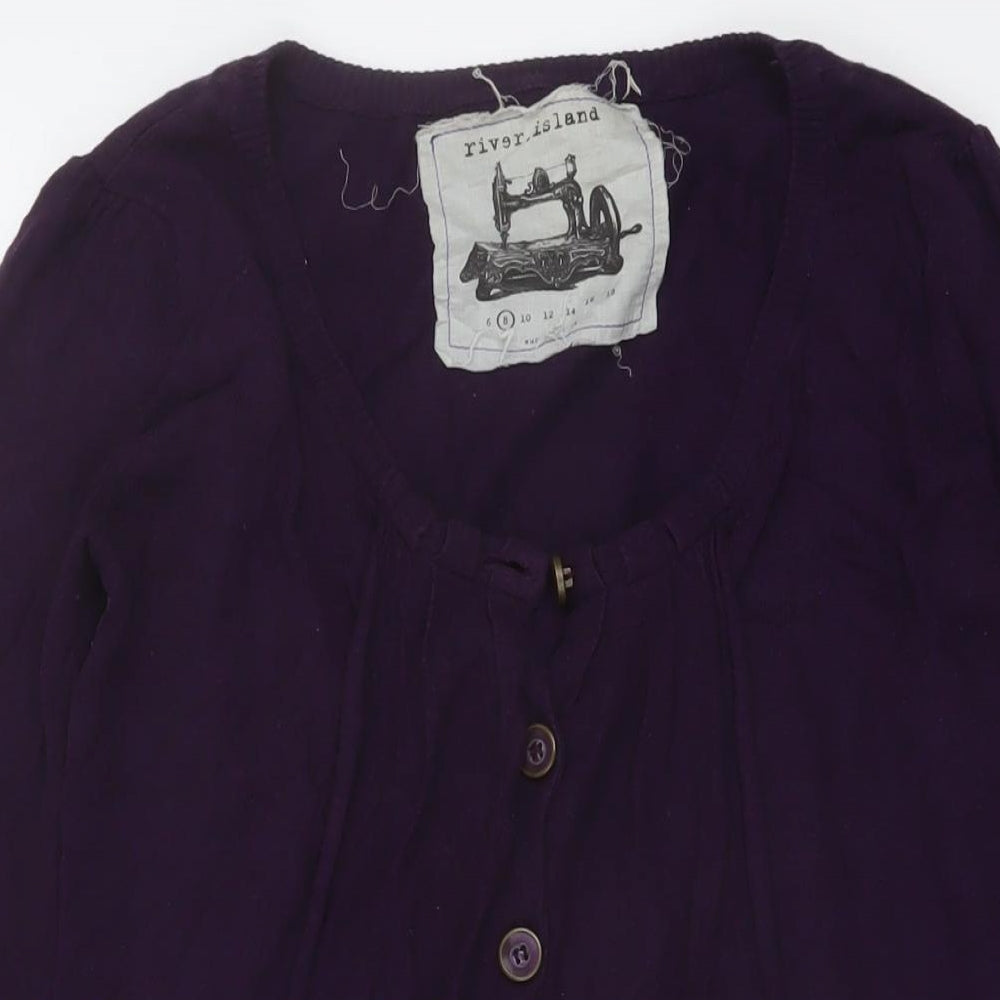 River Island Womens Purple Scoop Neck Cotton Cardigan Jumper Size 8