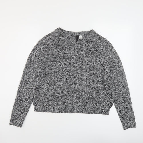 H&M Womens Grey Round Neck Acrylic Pullover Jumper Size S