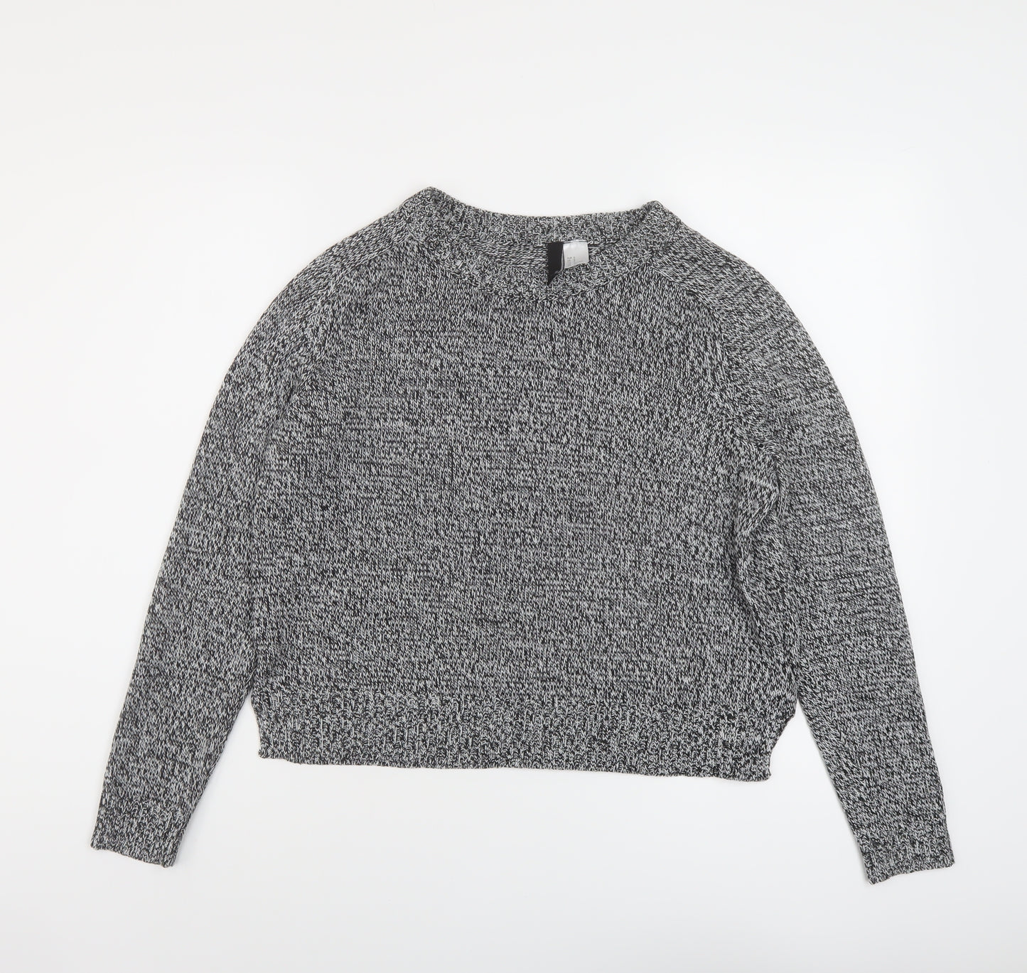 H&M Womens Grey Round Neck Acrylic Pullover Jumper Size S