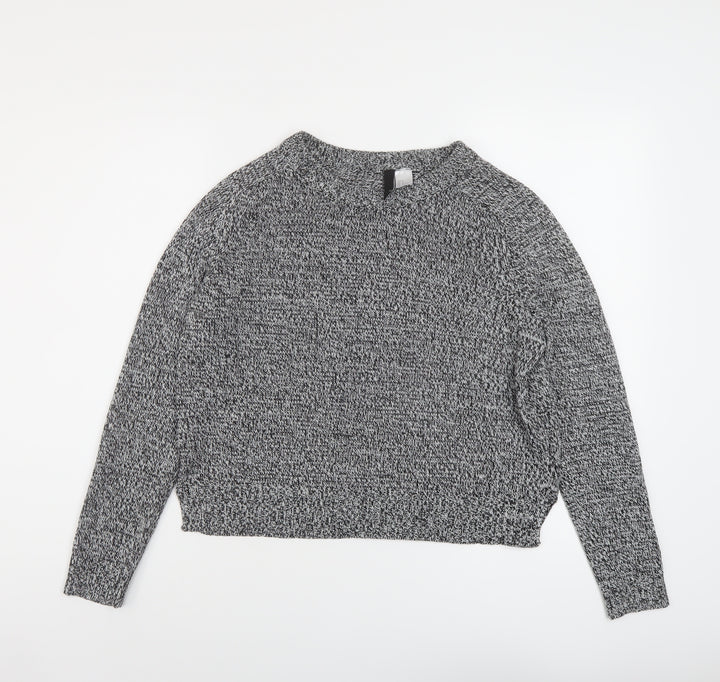 H&M Womens Grey Round Neck Acrylic Pullover Jumper Size S