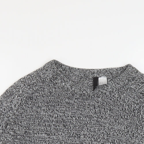 H&M Womens Grey Round Neck Acrylic Pullover Jumper Size S