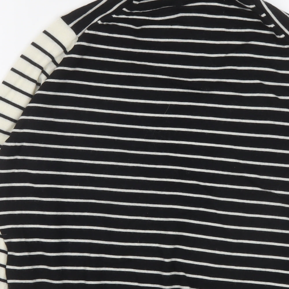 Marks and Spencer Womens Black Roll Neck Striped Wool Pullover Jumper Size 12