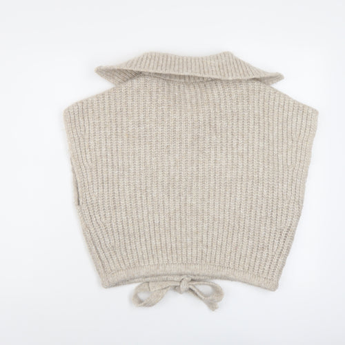 Zara Womens Beige Roll Neck Acrylic Vest Jumper Size M