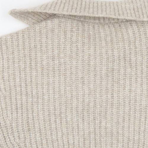 Zara Womens Beige Roll Neck Acrylic Vest Jumper Size M