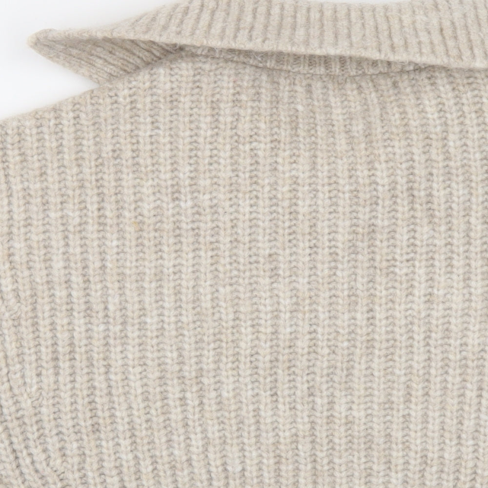 Zara Womens Beige Roll Neck Acrylic Vest Jumper Size M