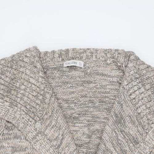 Gallery Womens Pink V-Neck Nylon Cardigan Jumper Size L