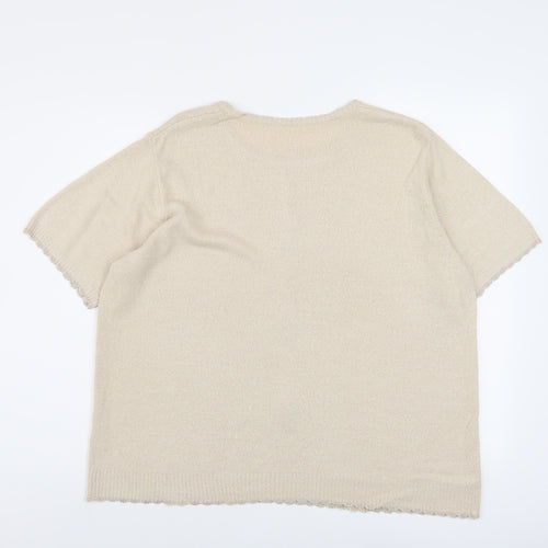 Berkertex Womens Beige Round Neck Acrylic Pullover Jumper Size 18