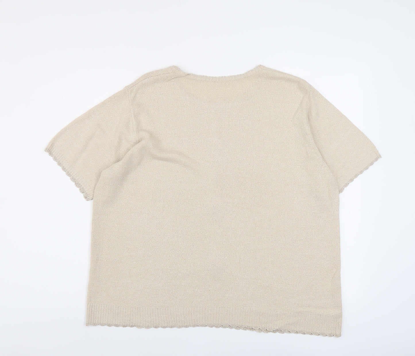 Berkertex Womens Beige Round Neck Acrylic Pullover Jumper Size 18
