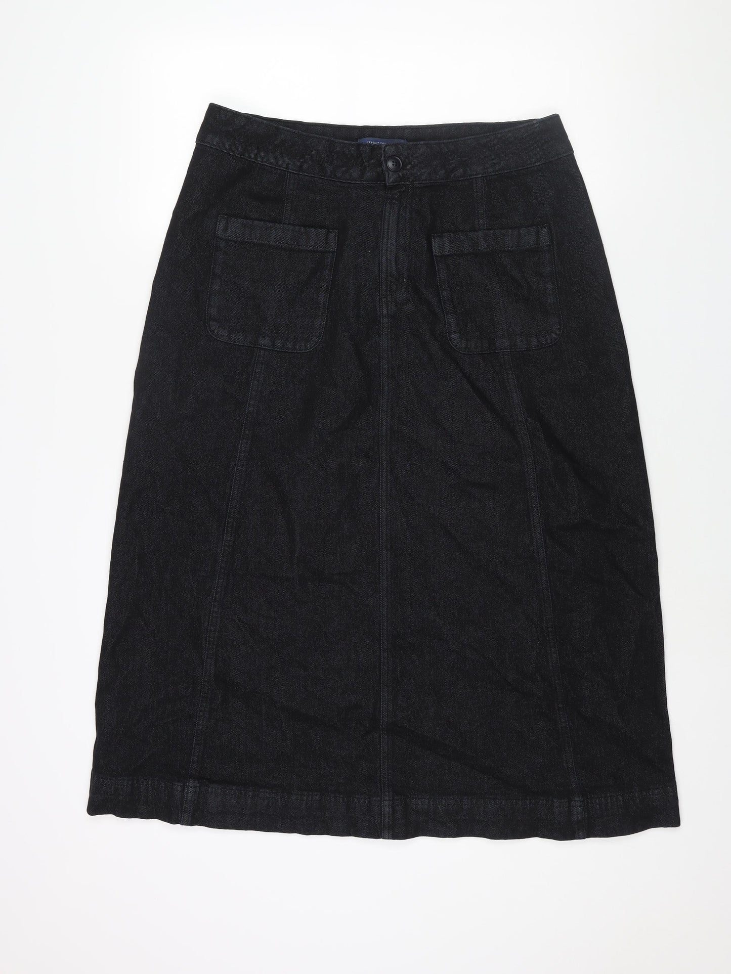 Seasalt Womens Blue Cotton A-Line Skirt Size 14 Zip