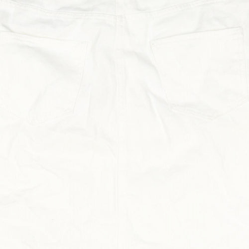 Denim & Co. Womens White Cotton A-Line Skirt Size 14 Zip