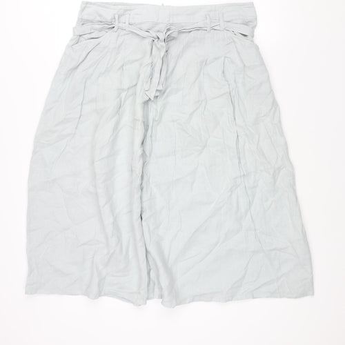 Autograph Womens Green Linen A-Line Skirt Size 18 Zip - Belted