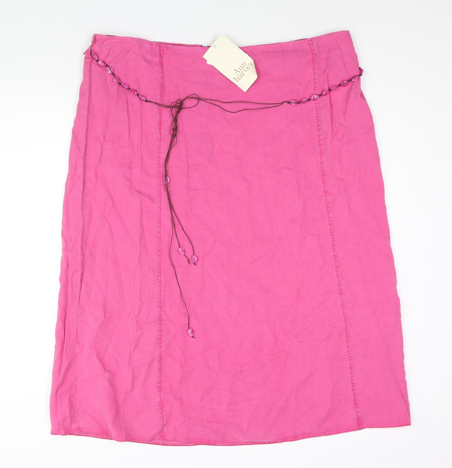 Ann Harvey Womens Pink Lyocell A-Line Skirt Size 22 Zip - Beaded Belt