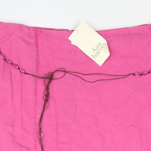 Ann Harvey Womens Pink Lyocell A-Line Skirt Size 22 Zip - Beaded Belt