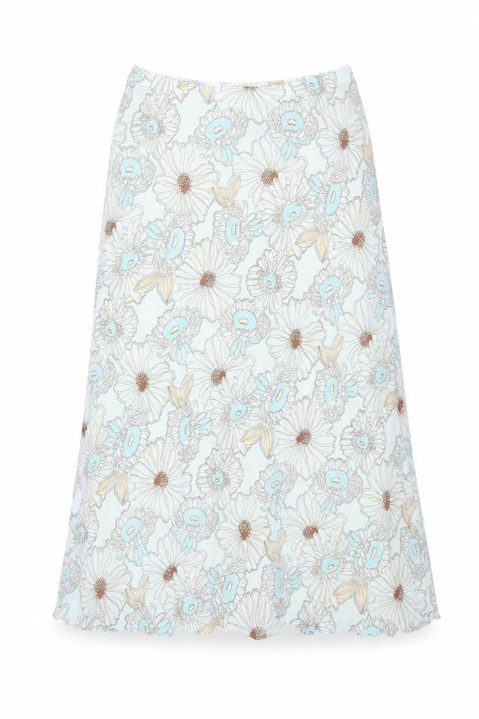 First Avenue Womens Blue Floral Polyester A-Line Skirt Size 30 in