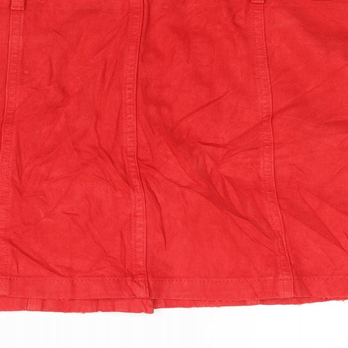 Marks and Spencer Girls Red Cotton A-Line Skirt Size 14-15 Years Regular Button