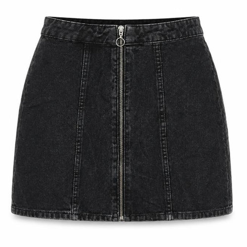 Denim & Co. Womens Black Cotton A-Line Skirt Size 8 Zip
