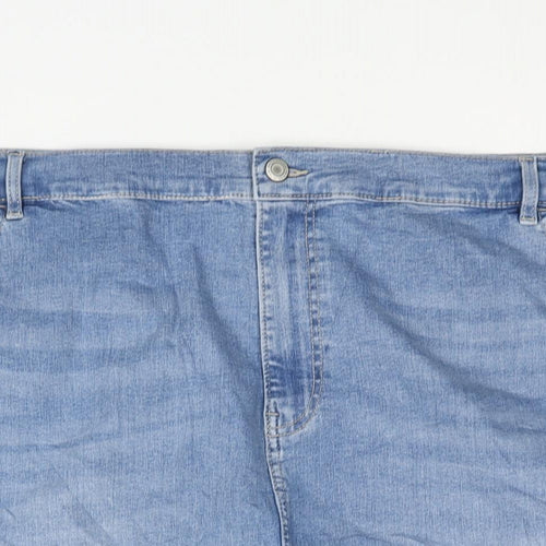 Marks and Spencer Womens Blue Cotton Straight & Pencil Skirt Size 30 Zip