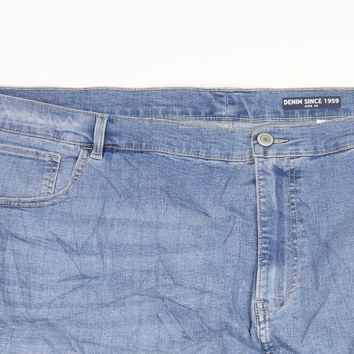 Marks and Spencer Womens Blue Cotton Straight & Pencil Skirt Size 30 Zip