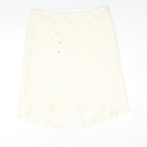 Planet Womens Ivory Acetate A-Line Skirt Size 14 Zip - Belted