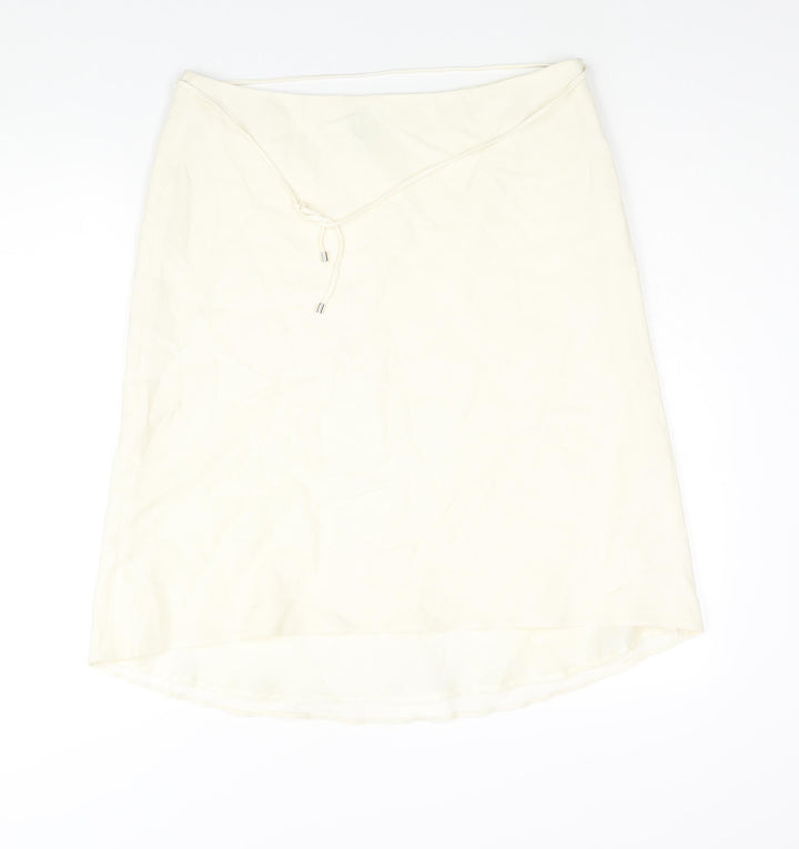 Planet Womens Ivory Acetate A-Line Skirt Size 14 Zip - Belted
