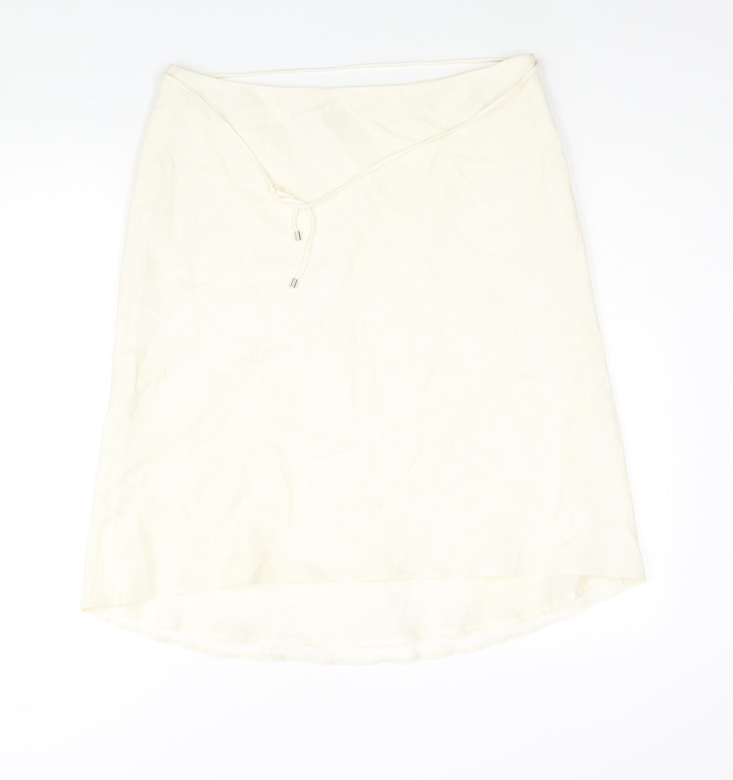 Planet Womens Ivory Acetate A-Line Skirt Size 14 Zip - Belted