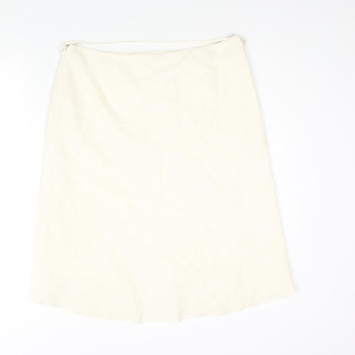 Planet Womens Ivory Acetate A-Line Skirt Size 14 Zip - Belted