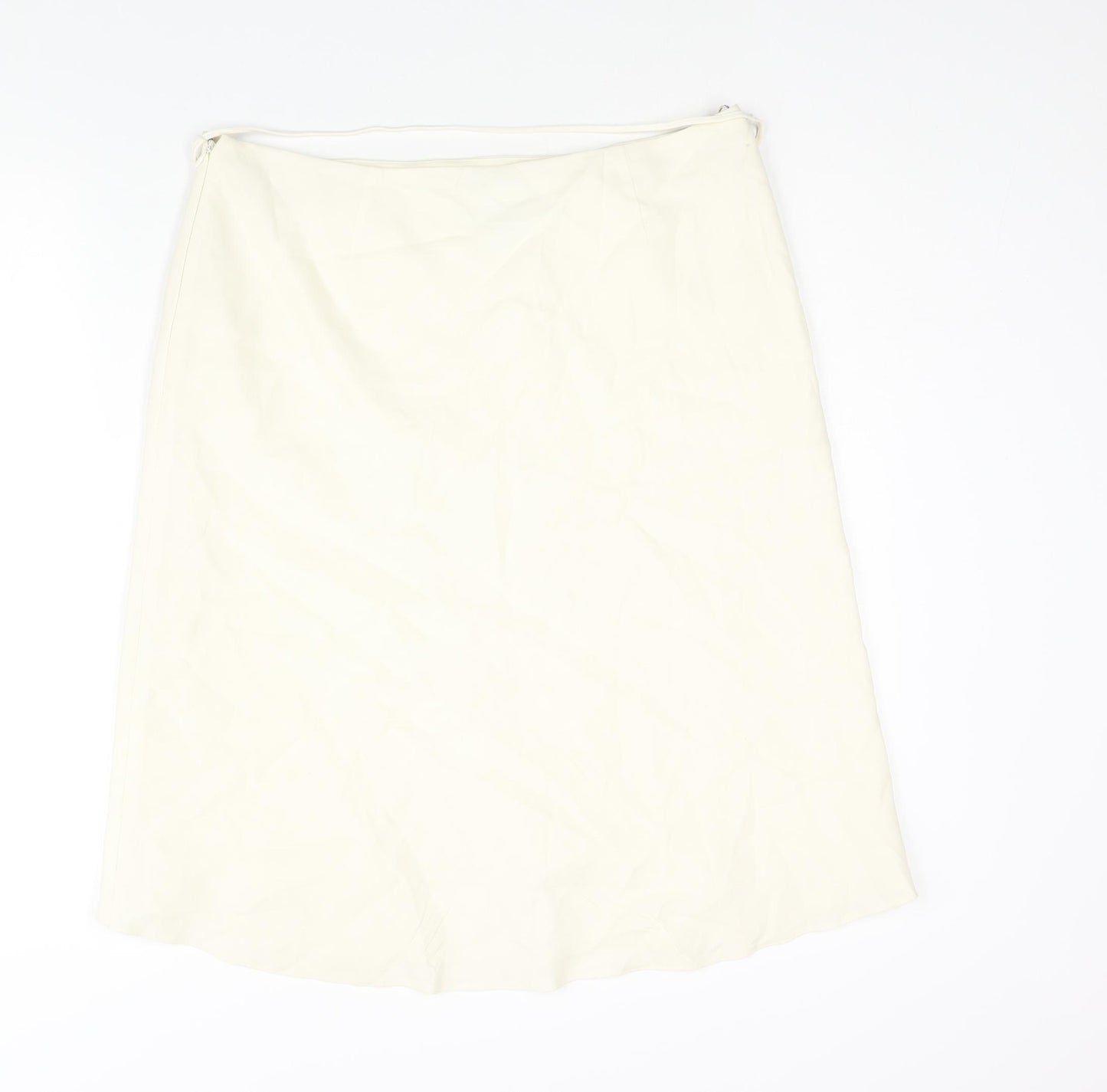 Planet Womens Ivory Acetate A-Line Skirt Size 14 Zip - Belted